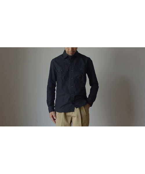 MANUAL ALPHABET（マニュアル アルファベット）の「【完売御礼】MANUAL ALPHABET マニュアルアルファベット MA-S-297 SAFARI SHIRT サファリシャツ BLK ブラック（シャツ/ブラウス・メンズ・その他）」の6枚目の写真