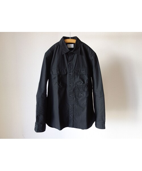 MANUAL ALPHABET（マニュアル アルファベット）の「【完売御礼】MANUAL ALPHABET マニュアルアルファベット MA-S-297 SAFARI SHIRT サファリシャツ BLK ブラック（シャツ/ブラウス・メンズ・その他）」の7枚目の写真