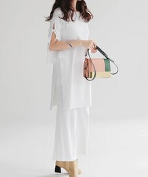 DHOLIC | スリットニットロングTシャツ&ワイドパンツSET(ベスト)