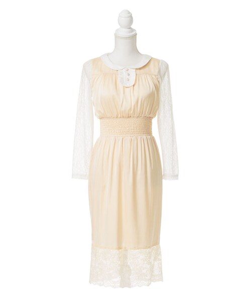 mon Lily（モンリリィ）の「サテンドールワンピ（ワンピース/ドレス・レディース・ピンクベージュ/ブルーグレー/チャコール・M/L）」の3枚目の写真