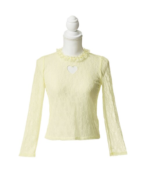 mon Lily（モンリリィ）の「ハートorクロスカットレーストップス（トップス・レディース・ハート　ホワイト/ハート　アイボリー/ハート　ピンク/ハート　ブラック/クロス　ホワイト/クロス　アイボリー/クロス　ピンク/クロス　ブラック・M/L）」の2枚目の写真