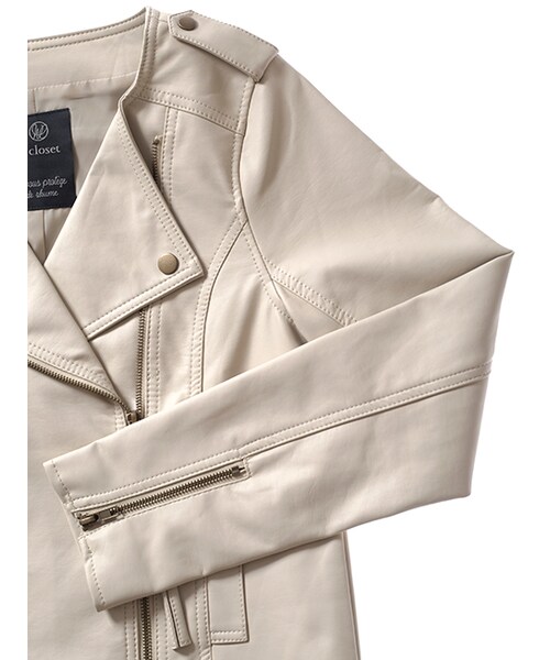 w closet（ダブルクローゼット）の「【先行予約】ノーカラーライダース（ジャケット/アウター・レディース・Lベージュ/ブラウン/ブラック・FREE）」の8枚目の写真