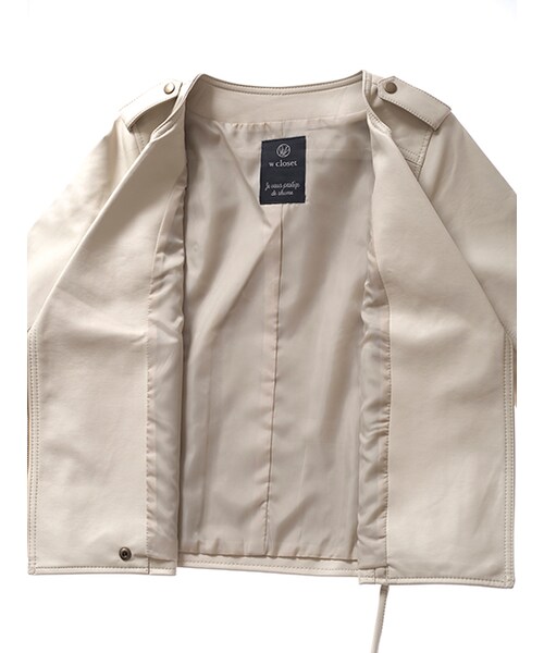 w closet（ダブルクローゼット）の「【先行予約】ノーカラーライダース（ジャケット/アウター・レディース・Lベージュ/ブラウン/ブラック・FREE）」の9枚目の写真