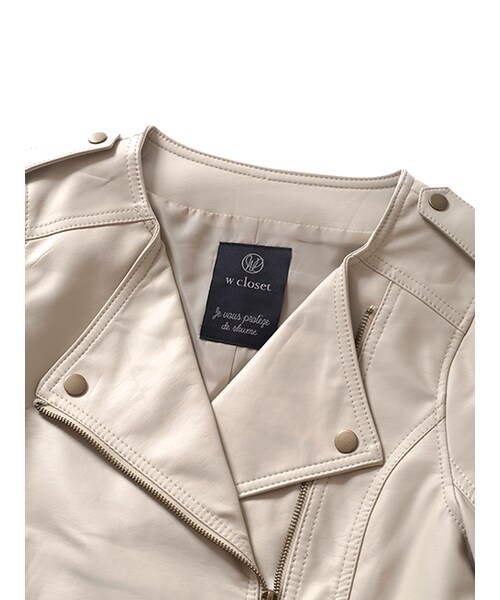 w closet（ダブルクローゼット）の「【先行予約】ノーカラーライダース（ジャケット/アウター・レディース・Lベージュ/ブラウン/ブラック・FREE）」の7枚目の写真