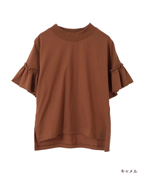 w closet（ダブルクローゼット）の「ハイネック袖ギャザープルオーバー（トップス・レディース・キャメル/エンジ/ブラウン/ブラック・FREE）」の2枚目の写真