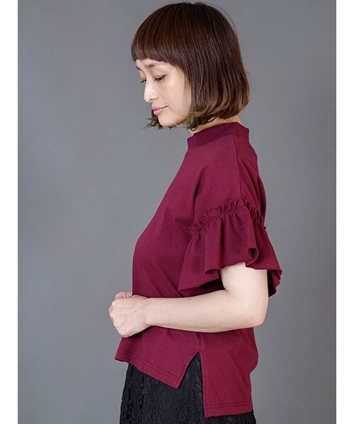 w closet（ダブルクローゼット）の「ハイネック袖ギャザープルオーバー（トップス・レディース・キャメル/エンジ/ブラウン/ブラック・FREE）」の6枚目の写真