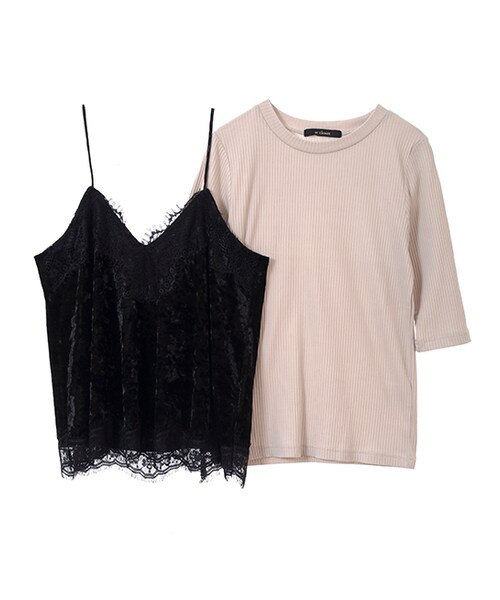 w closet（ダブルクローゼット）の「クラッシュベロアキャミ×Tシャツセット（トップス・レディース・ピンクグレー/ボルドー/ブラック・FREE）」の11枚目の写真