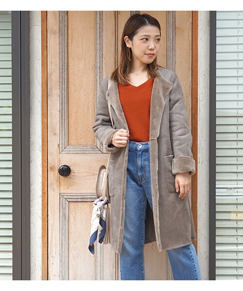 laboratory work（ラボラトリーワーク）の「【laboratory work】フェイクムートンコート（ジャケット/アウター・レディース・グレーベージュ/キャメル/カーキ）」の3枚目の写真