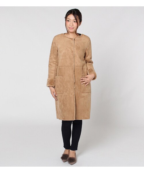 laboratory work（ラボラトリーワーク）の「【laboratory work】フェイクムートンコート（ジャケット/アウター・レディース・グレーベージュ/キャメル/カーキ）」の12枚目の写真