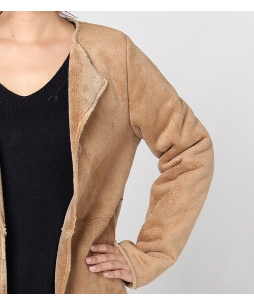 laboratory work（ラボラトリーワーク）の「【laboratory work】フェイクムートンコート（ジャケット/アウター・レディース・グレーベージュ/キャメル/カーキ）」の8枚目の写真