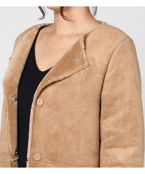 laboratory work（ラボラトリーワーク）の「【laboratory work】フェイクムートンコート（ジャケット/アウター・レディース・グレーベージュ/キャメル/カーキ）」の6枚目の写真