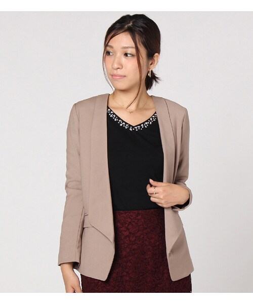 laboratory work（ラボラトリーワーク）の「ショールカラージャケット（ジャケット/アウター・レディース・ブラック/キャメル/ネイビー・S/M）」の2枚目の写真