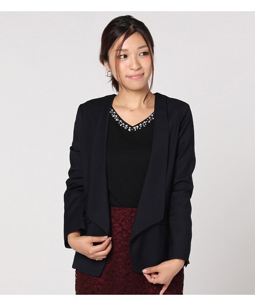 laboratory work（ラボラトリーワーク）の「ショールカラージャケット（ジャケット/アウター・レディース・ブラック/キャメル/ネイビー・S/M）」の3枚目の写真