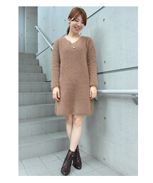 laboratory work | 【laboratory work】フェレット畦Vネックワンピース(ワンピース/ドレス)