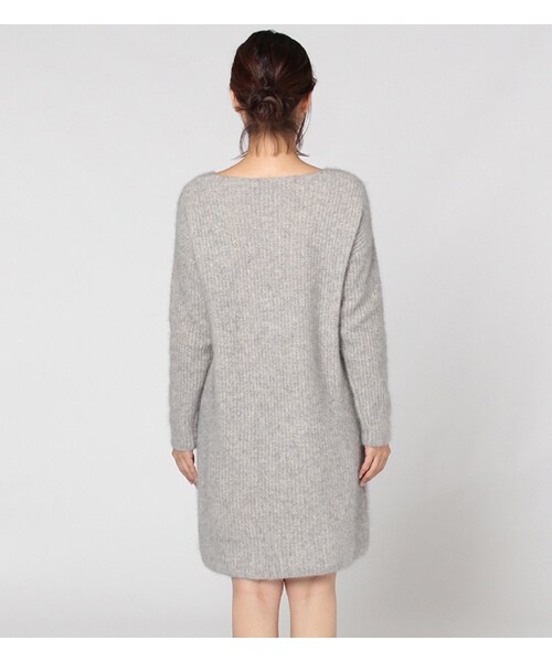 laboratory work（ラボラトリーワーク）の「【laboratory work】フェレット畦Vネックワンピース（ワンピース/ドレス・レディース・杢グレー/キャメル/ブルーネイビー）」の4枚目の写真