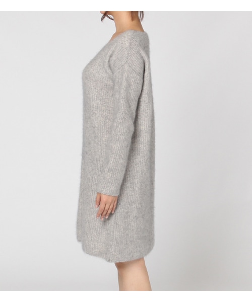 laboratory work（ラボラトリーワーク）の「【laboratory work】フェレット畦Vネックワンピース（ワンピース/ドレス・レディース・杢グレー/キャメル/ブルーネイビー）」の5枚目の写真