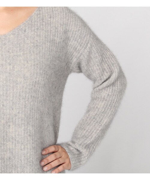 laboratory work（ラボラトリーワーク）の「【laboratory work】フェレット畦Vネックワンピース（ワンピース/ドレス・レディース・杢グレー/キャメル/ブルーネイビー）」の8枚目の写真