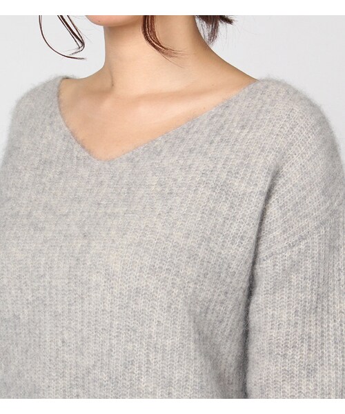 laboratory work（ラボラトリーワーク）の「【laboratory work】フェレット畦Vネックワンピース（ワンピース/ドレス・レディース・杢グレー/キャメル/ブルーネイビー）」の6枚目の写真