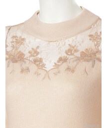 snidel シースルー半袖刺繍ニットワンピース SNIDEL - snidel シースルー半袖刺繍ニットワンピースの通販 by