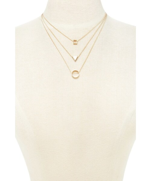 FOREVER 21（フォーエバー トゥエンティーワン）の「FOREVER 21 Geo Charm Necklace Set（ネックレス・レディース・Gold・ONE SIZE）」の2枚目の写真