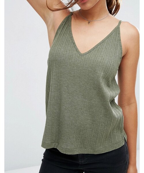 asos（エイソス）の「ASOS V Front and Back Cami Top（キャミソール・レディース・Beige・US 0/US 4/US 8/US 10/US 12/US 2/US 6）」の3枚目の写真