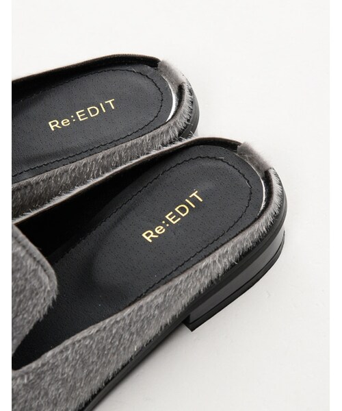 Re:EDIT（リエディ）の「【先行予約受注】[送料無料]ハラコバブーシュ[2016秋新作]（シューズ・レディース・ブラック/グレー/バーガンディ/レオパード/べっこう・S/M/L/LL）」の9枚目の写真