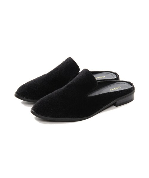 Re:EDIT（リエディ）の「【先行予約受注】[送料無料]ハラコバブーシュ[2016秋新作]（シューズ・レディース・ブラック/グレー/バーガンディ/レオパード/べっこう・S/M/L/LL）」の11枚目の写真