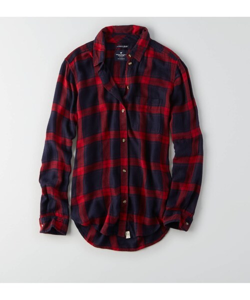 American Eagle（アメリカンイーグル）の「AEOプラッドシャツ（シャツ/ブラウス・レディース・ホワイト/ティール/ブルー/ネイビー・XXS/XS/S/M/L/XL）」の3枚目の写真