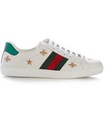 GUCCI | GUCCI Bee and star-embroidered low-top leather trainers(スニーカー)
