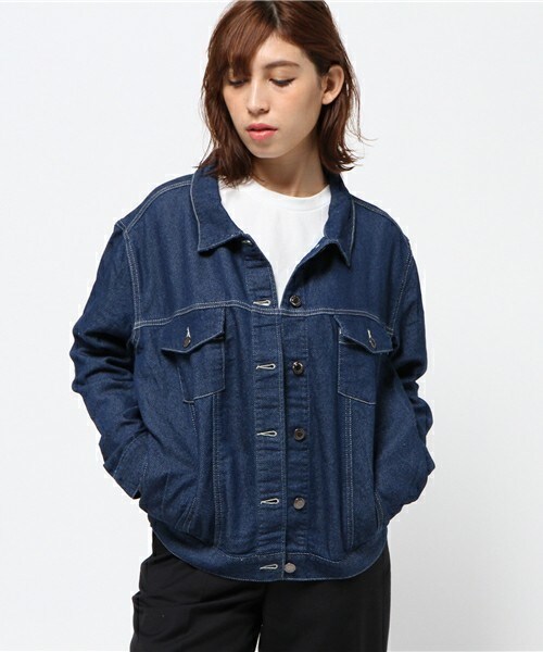 archives（アルシーヴ）の「BIG　Gジャン（デニムジャケット・レディース・ネイビー/ロイヤルブルー・MEDIUM）」の2枚目の写真