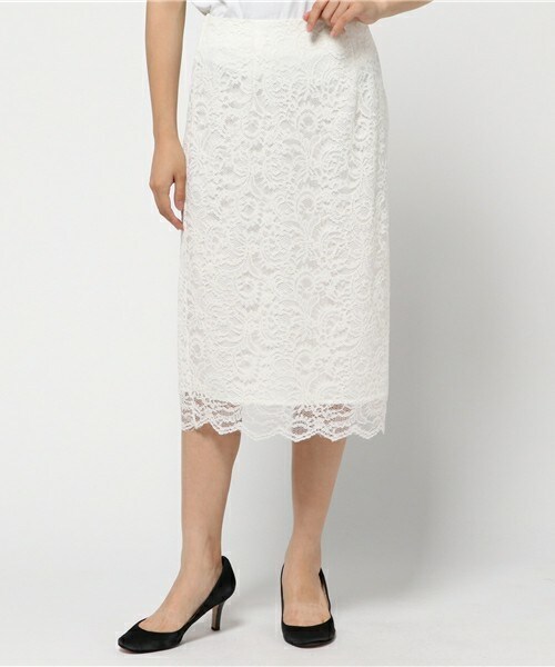 archives（アルシーヴ）の「スカラレースタイトスカート（スカート・レディース・オフホワイト/ブラック/ベージュ・MEDIUM）」の2枚目の写真