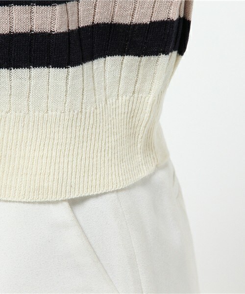 archives（アルシーヴ）の「ワイドリブマルチボーダーニット（ニット/セーター・レディース・オフホワイト/ブラック/キャメル・MEDIUM）」の9枚目の写真
