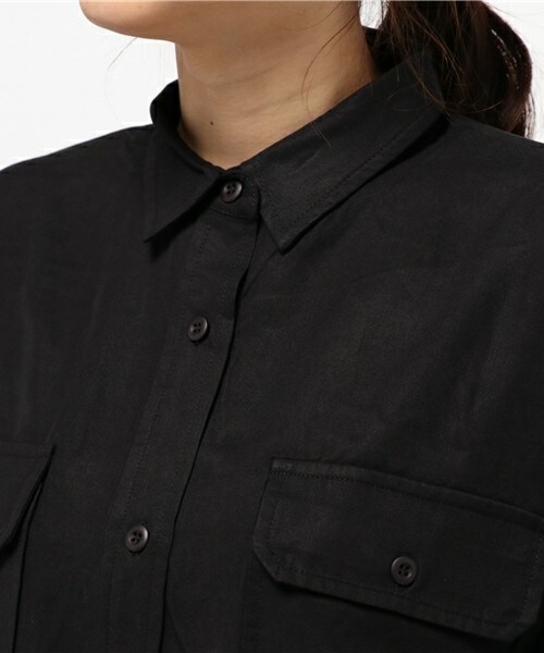 archives（アルシーヴ）の「テンセルビッグシャツ（シャツ/ブラウス・レディース・ブラック/カーキ/キャメル・MEDIUM）」の7枚目の写真