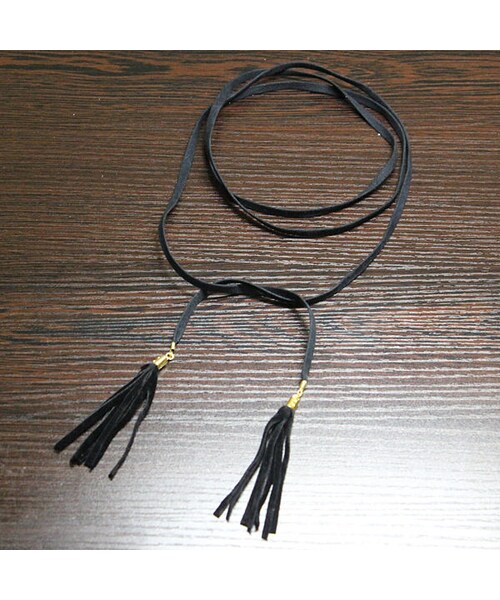 CHOUCHOU（チュチュ）の「フリンジチョーカー（ネックレス・レディース・ブラック・130cm）」の2枚目の写真