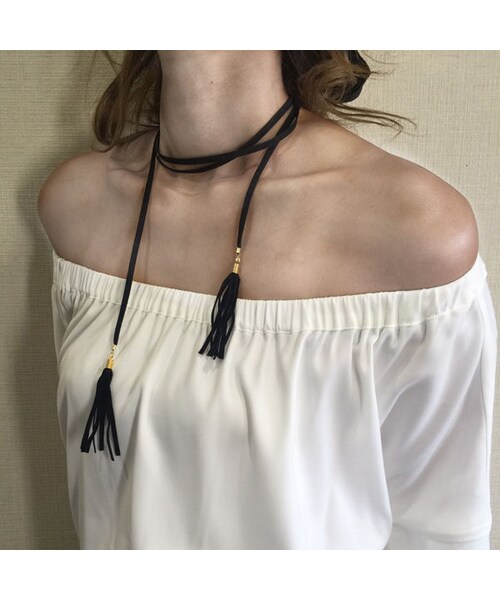 CHOUCHOU（チュチュ）の「フリンジチョーカー（ネックレス・レディース・ブラック・130cm）」の3枚目の写真