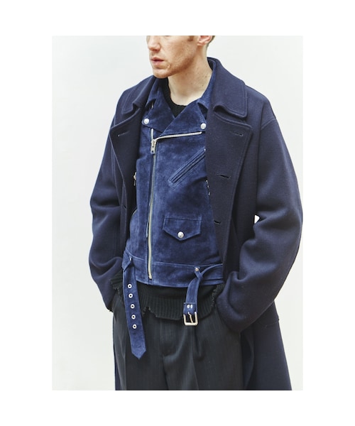 JOHN MASON SMITH ダブルライダースジャケット ネイビー no brand（ノーブランド）の「JOHN MASON SMITH : Suede Riders Jacket