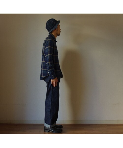 MANUAL ALPHABET（マニュアル アルファベット）の「【完売御礼】MANUAL ALPHABET マニュアルアルファベット CLASSIC FIT SHIRT 甘撚りビエラ クラシカルフィットシャツ NVY×BEG（シャツ/ブラウス・メンズ・その他）」の5枚目の写真