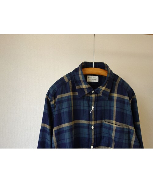 MANUAL ALPHABET（マニュアル アルファベット）の「【完売御礼】MANUAL ALPHABET マニュアルアルファベット CLASSIC FIT SHIRT 甘撚りビエラ クラシカルフィットシャツ NVY×BEG（シャツ/ブラウス・メンズ・その他）」の9枚目の写真