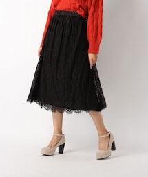 Heather | サテンプリーツレーススカート(スカート)