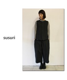 susuri キルティング　ハーフパンツ　ススリ SUSURI ススリ｜ライノウパンツ brown