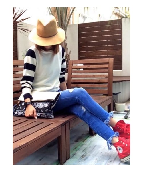 copine(コピン)の「袖ボーダーニットプルオーバートップス(ニット/セーター・レディース・その他)」の1枚目の写真