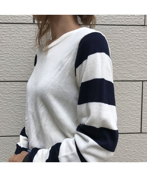 copine(コピン)の「袖ボーダーニットプルオーバートップス(ニット/セーター・レディース・その他)」の10枚目の写真