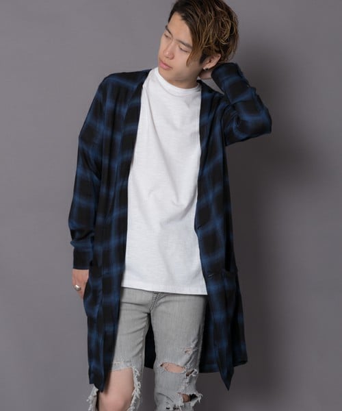 CASPER JOHN AIVER(キャスパージョンアイバー)の「CASPER JOHN AIVER ロングノーカラーコート(チェスターコート・メンズ・ホワイト系その他/ブラック/ブラック系その他/グレー/ベージュ系その他/グリーン系その他/ネイビー/ブルー系その他/チェック・MEDIUM/LARGE)」の16枚目の写真