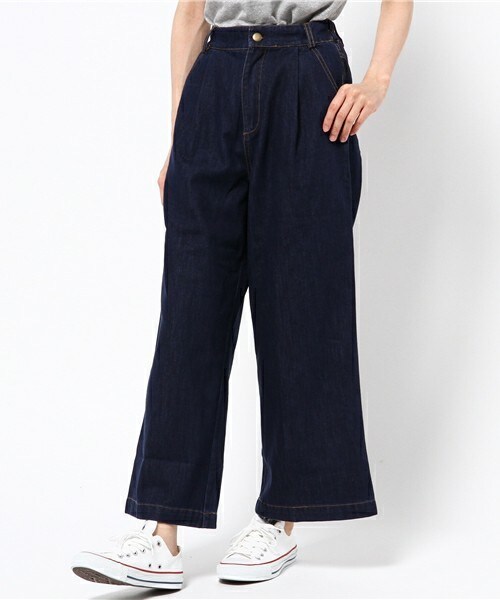 archives(アルシーヴ)の「デニムワイドパンツ(デニムパンツ・レディース・ブラック/ネイビー・MEDIUM)」の2枚目の写真