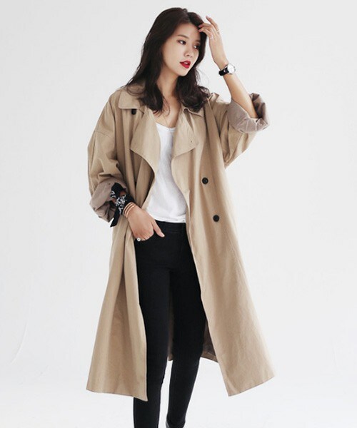 DHOLIC（ディーホリック）の「ベルトSETビッグシルエットトレンチコート（トレンチコート・レディース・カーキ/ベージュ/ネイビー・FREE）」の3枚目の写真