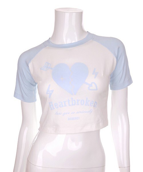 Bobon21（ボボンニジュウイチ）の「HeartbrokenチビT（Tシャツ/カットソー・レディース・ブラック/レッド/ピンク/ブルー・M）」の2枚目の写真