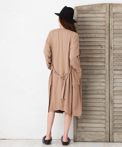 RAY CASSIN(レイカズン)の「ノーカラーロングガウン(ジャケット/アウター・レディース・ブラック/カーキ/ブラウン・FREE)」の11枚目の写真