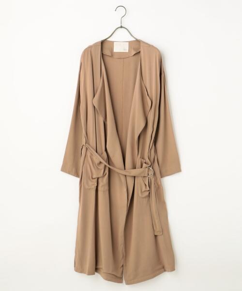 RAY CASSIN(レイカズン)の「ノーカラーロングガウン(ジャケット/アウター・レディース・ブラック/カーキ/ブラウン・FREE)」の2枚目の写真