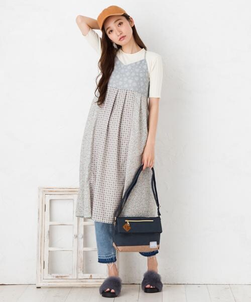 RAY CASSIN(レイカズン)の「パッチワークキャミワンピース(ワンピース/ドレス・レディース・ネイビー/ライトグレー/オレンジ・FREE)」の12枚目の写真