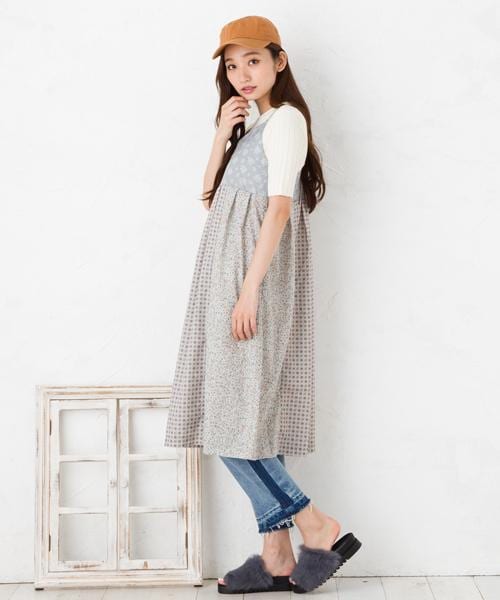 RAY CASSIN(レイカズン)の「パッチワークキャミワンピース(ワンピース/ドレス・レディース・ネイビー/ライトグレー/オレンジ・FREE)」の10枚目の写真